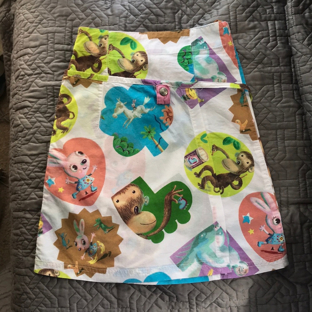 Oilily monkey, rabbit, unicorn girl wrap skirt 4